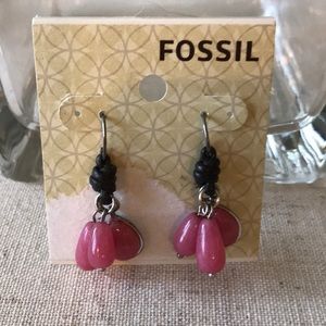 🩷FOSSIL leather & semi precious earrings